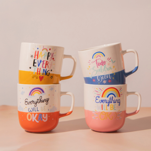Positive Vibes Ceramic Mug 370ml Assorted Designs Mugs FabFinds