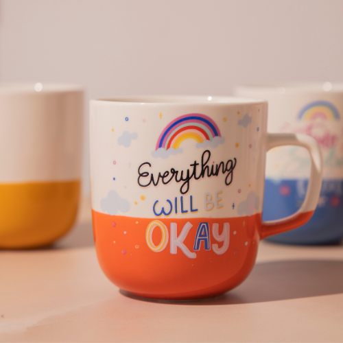 Positive Vibes Ceramic Mug 370ml Assorted Designs Mugs FabFinds