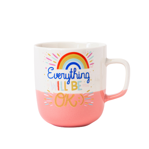 Positive Vibes Ceramic Mug 370ml Assorted Designs Mugs FabFinds Pink