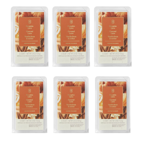Pumpkin Spice Caramel Latte & Vanilla Bean Amber Wax Melts 12 Pack 2.5oz Wax Melts Mainstays Pack of 6