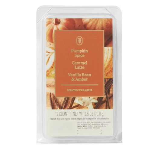 Pumpkin Spice Caramel Latte & Vanilla Bean Amber Wax Melts 12 Pack 2.5oz Wax Melts Mainstays Pack of 1