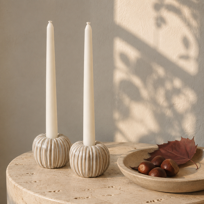 Natural Pumpkin Ceramic Candle Holder