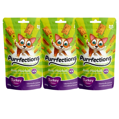 Purrfections Anti-Hairball Turkey Flavour 60g Assorted Packs Cat Food & Treats Purrfections Pack of 3