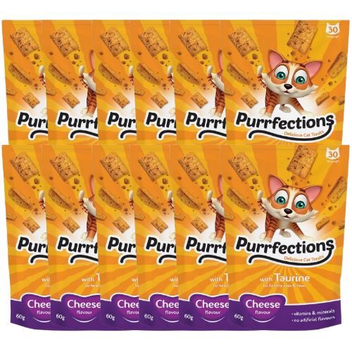 Purrfections Cat Treats Cheese Flavour 60g Assorted Packs Cat Treats Purrfections Pack of 12