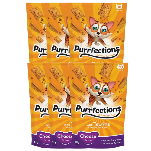Purrfections Cat Treats Cheese Flavour 60g Assorted Packs Cat Treats Purrfections Pack of 6