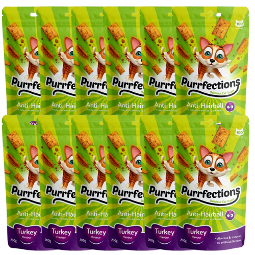 Purrfections Anti-Hairball Turkey Flavour 60g Assorted Packs Cat Food & Treats Purrfections Pack of 12