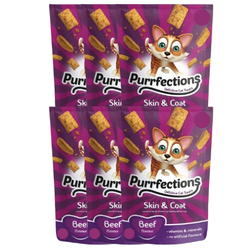 Purrfections Skin & Coat Beef Flavour Cat Treats 60g Cat Food & Treats Purrfections Pack of 6