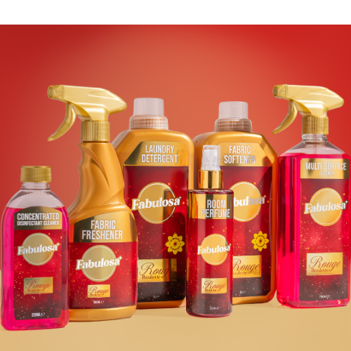 Fabulosa Rouge Roulette Cleaning and Laundry Bundle 6 Piece Household Cleaning Products Fabulosa