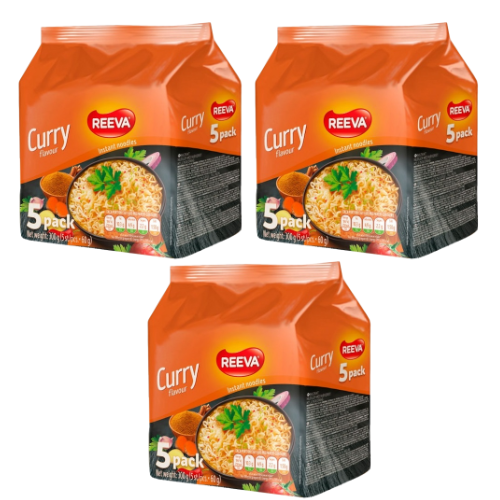 Reeva Instant Noodles Curry Flavour 300g Assorted Packs Pasta, Rice & Noodles Reeva 15 Pack