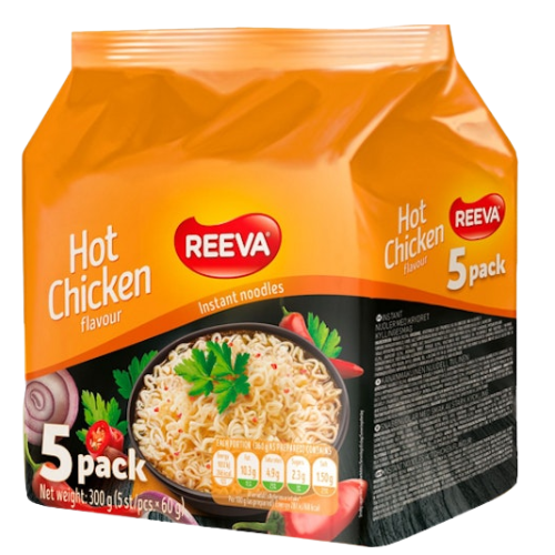 Reeva Instant Noodles Hot Chicken Flavour 300g Assorted Packs Pasta, Rice & Noodles Reeva 5 Pack