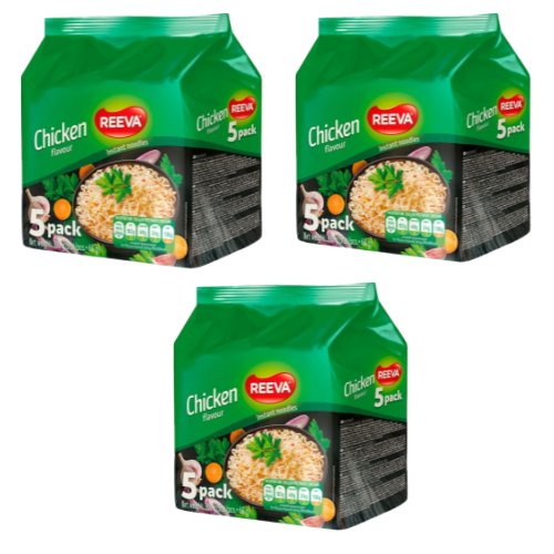 Reeva Instant Noodles Chicken Flavour Assorted Packs Pasta, Rice & Noodles Reeva 15 Pack