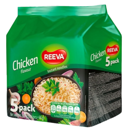 Reeva Instant Noodles Chicken Flavour Assorted Packs Pasta, Rice & Noodles Reeva 5 Pack