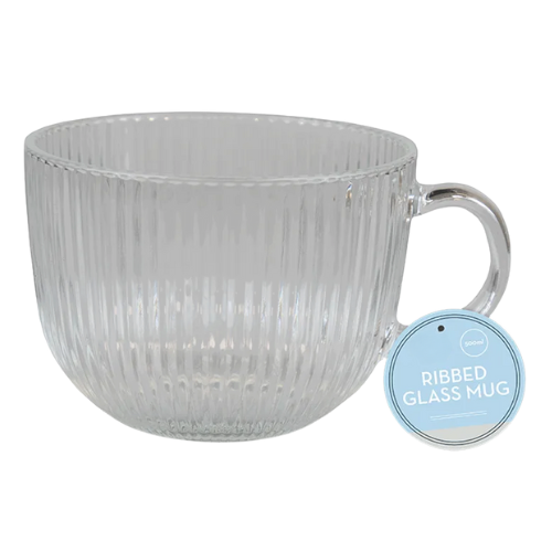 Ribbed Glass Mug 500ml FabFinds