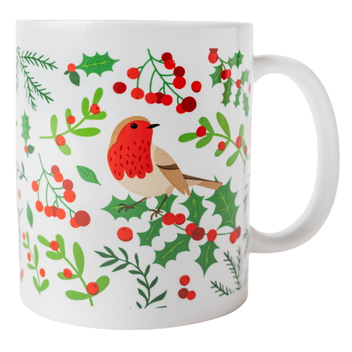 Festive Ceramic Robin Mugs 330ml Assorted Mugs Fabfinds Large Robin