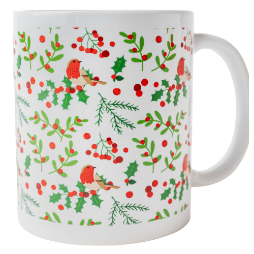 Festive Ceramic Robin Mugs 330ml Assorted Mugs Fabfinds Small Robin