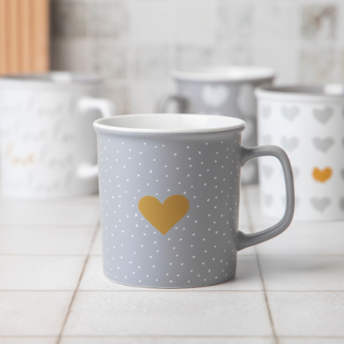 Romantic Love Heart Print Ceramic Mug 440ml Assorted Designs Mugs FabFinds Classic Romance