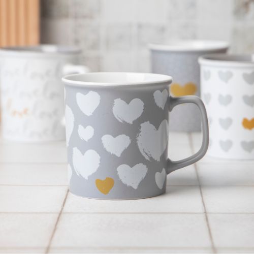Romantic Love Heart Print Ceramic Mug 440ml Assorted Designs Mugs FabFinds Endless Love