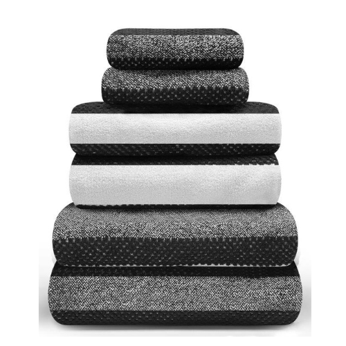 Royal Stripe Towel Collection Assorted Sponges, Mits & Face Cloths FabFinds Hand Towel Charcoal