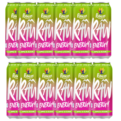 Rubicon RAW Energy Drink Apple & Guava – 12 x 500ml Drinks Rubicon
