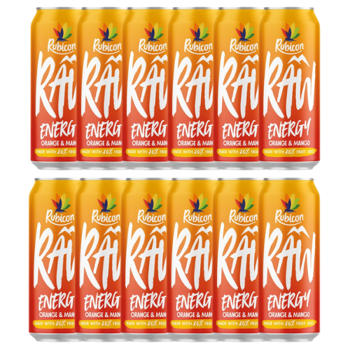 Rubicon RAW Energy Drink Orange & Mango – 12 x 500ml Drinks Rubicon