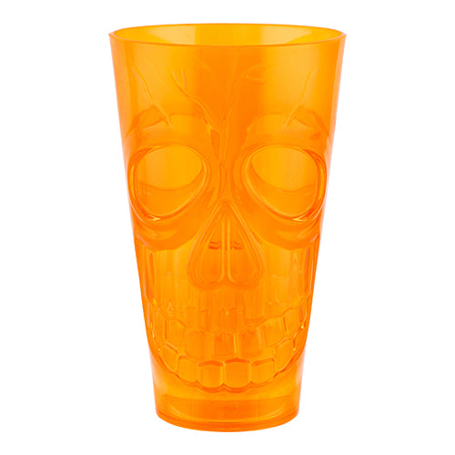 Halloween Skull Face Drinking Cup Assorted Colours Halloween Accessories PMS Orange  