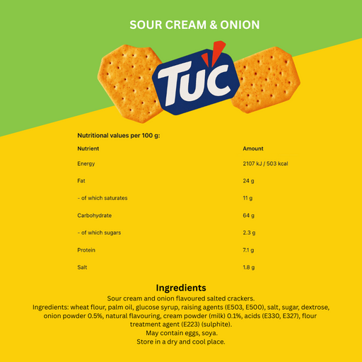 Tuc Sour Cream & Onion 100g Biscuits & Cereal Bars tuc