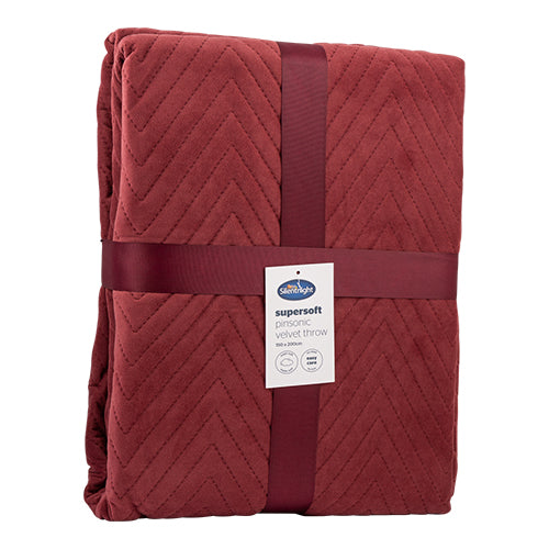 Silentnight Supersoft Pinsonic Mulberry Velvet Throw 150 x 200cm Throws & Blankets Silent Night   