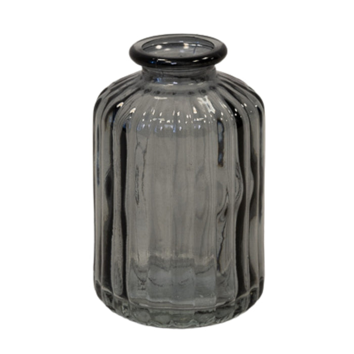 Cool Grey Ribbed Glass Bottle Decorative Bottle Satchville