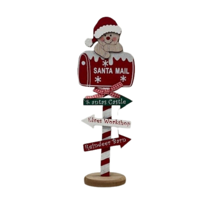 Wooden Santa Mail Signpost with Christmas Gingerbread Christmas Decoration Fabfinds