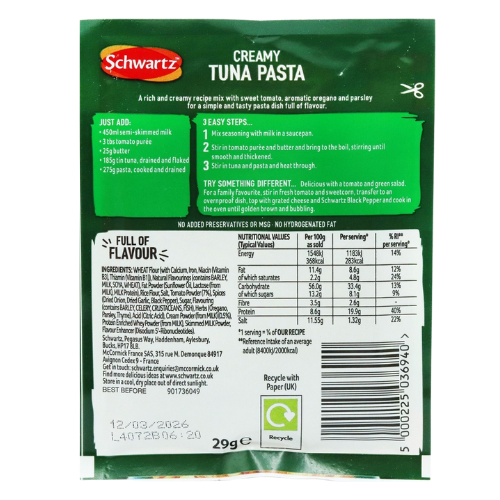 Schwartz Creamy Tuna Pasta Recipe Mix 28g Assorted Packs Cooking Ingredients schwartz