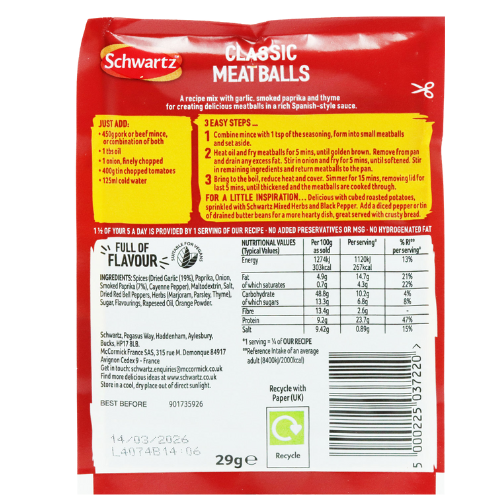 Schwartz Spanish Meatballs In Tomato Sauce Recipe Mix 30g Assorted Packs Cooking Ingredients schwartz