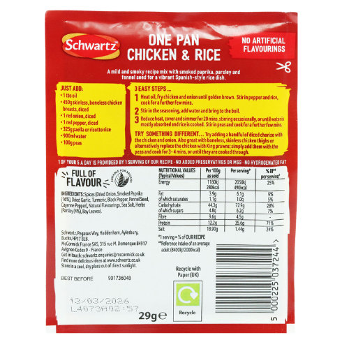 Schwartz Spanish Chicken Rice Recipe Mix 30g Assorted Packs Cooking Ingredients schwartz
