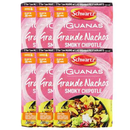 Schwartz Las Iguanas Grande Nachos Smoky Chipotle Recipe Mix 30g Assorted Packs Cooking Ingredients schwartz Pack of 6