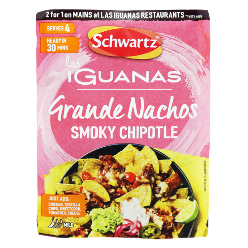Schwartz Las Iguanas Grande Nachos Smoky Chipotle Recipe Mix 30g Assorted Packs Cooking Ingredients schwartz Pack of 1