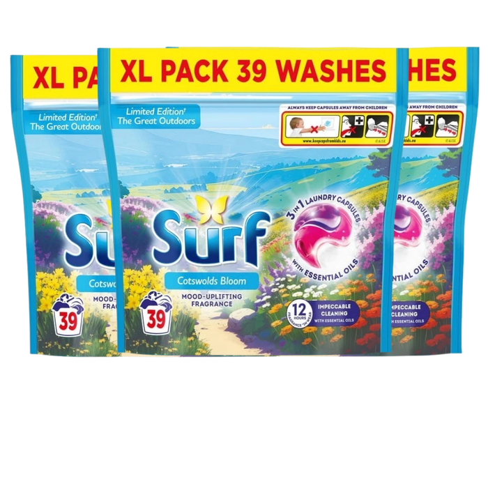 Surf 3 in 1 Cotswolds Bloom Laundry Washing Detergent Capsules 39 Washes Laundry - Detergent surf