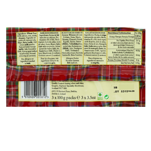 Highland Speciality Shortbread Fingers 3 x 100g Assorted Pack Biscuits & Cereal Bars highland speciality