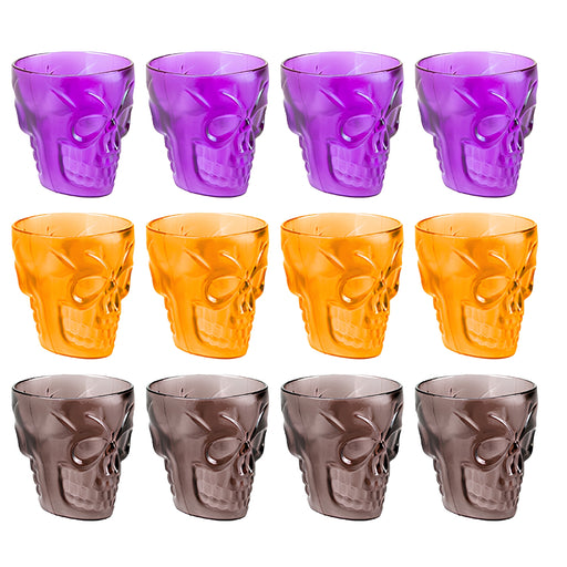 Plastic Skull Shot Glass 4 Pack Assorted Colours Halloween Accessories FabFinds