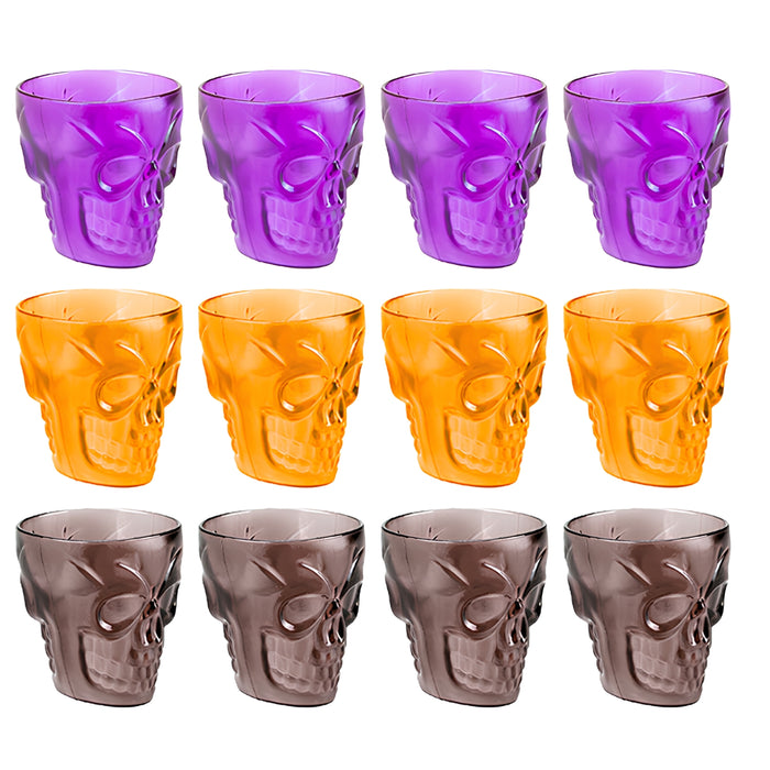 Plastic Skull Shot Glass 4 Pack Assorted Colours Halloween Accessories FabFinds
