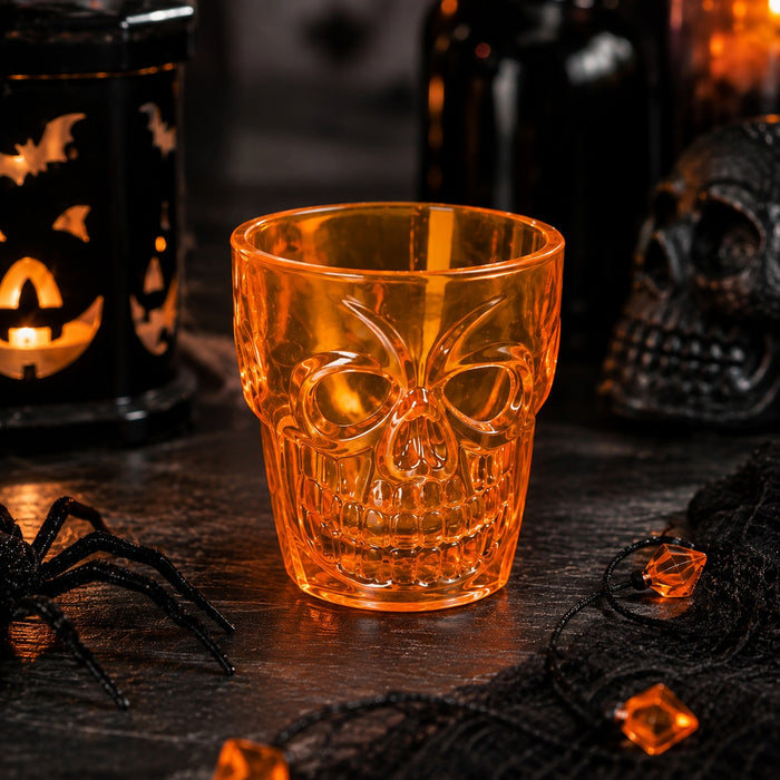 Plastic Skull Shot Glass 4 Pack Assorted Colours Halloween Accessories FabFinds Orange