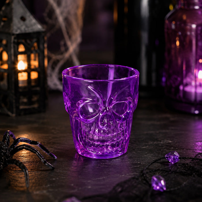 Plastic Skull Shot Glass 4 Pack Assorted Colours Halloween Accessories FabFinds Purple