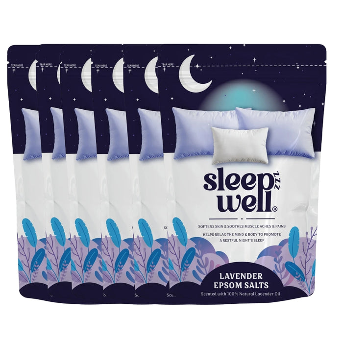 Sleepzzz Well Lavender Epsom Soothing Bath Salts 450g Assorted Packs Bath Salts & Bombs Sleepzz Well Pack of 6