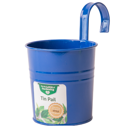 Small Colourful Hanging Over The Fence Tin Pail Planter 10cm Plant Pots & Planters FabFinds Blue
