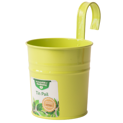 Small Colourful Hanging Over The Fence Tin Pail Planter 10cm Plant Pots & Planters FabFinds Green