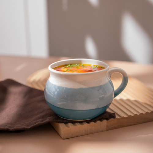 Blue and White Soup Mug Mugs FabFinds