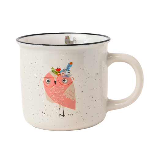 Speckled Owl Ceramic Mug 390ml Assorted Designs Mugs FabFinds Pink Owl