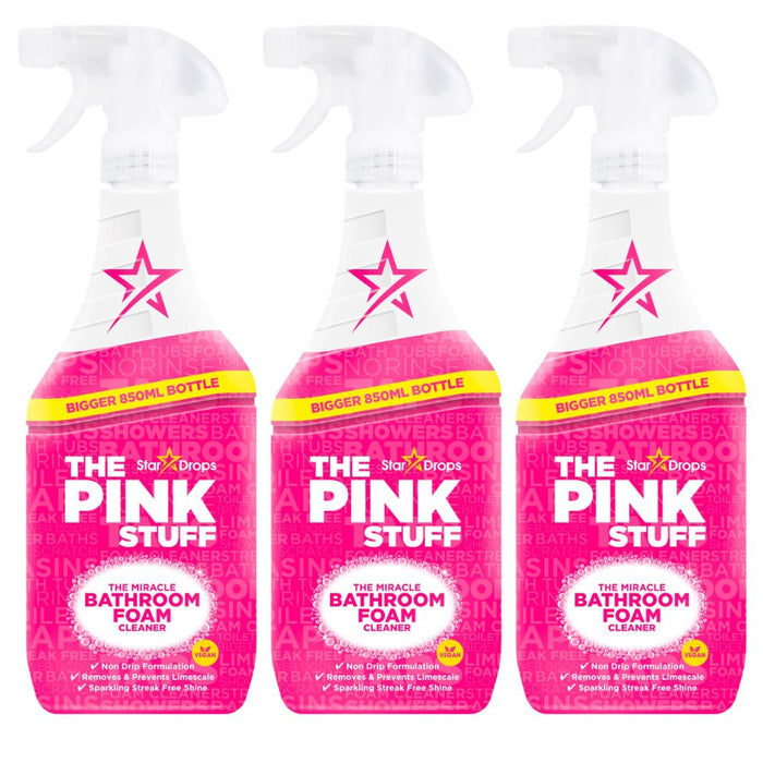 Stardrops The Pink Stuff Bathroom Foam Cleaner 850ml Bathroom & Shower Cleaners Stardrops Pack of 3