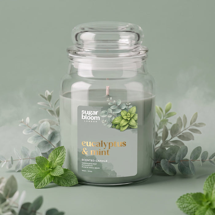 Sugar Bloom London Eucalyptus & Mint Scented Candle 510g image 2