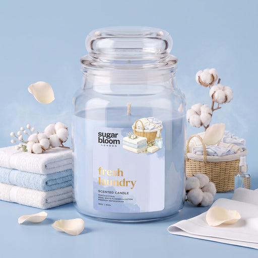 Sugar Bloom London Fresh Laundry Scented Candle 510g Candles Sugar Bloom
