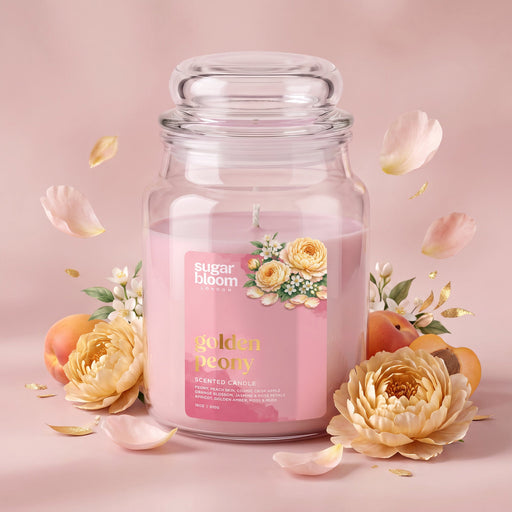 Sugar Bloom London Golden Peony Scented Candle 510g Candles Sugar Bloom