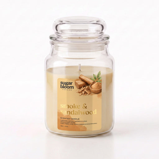 Sugar Bloom London Smoke & Sandalwood Scented Candle 510g Candles Sugar Bloom